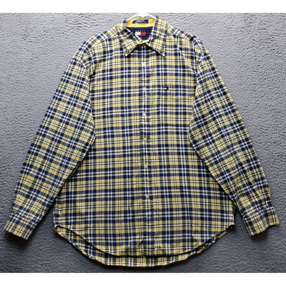 Vintage Tommy Hilfiger Shirt Mens Large Multi Plaid Classic Fit Button Down EUC